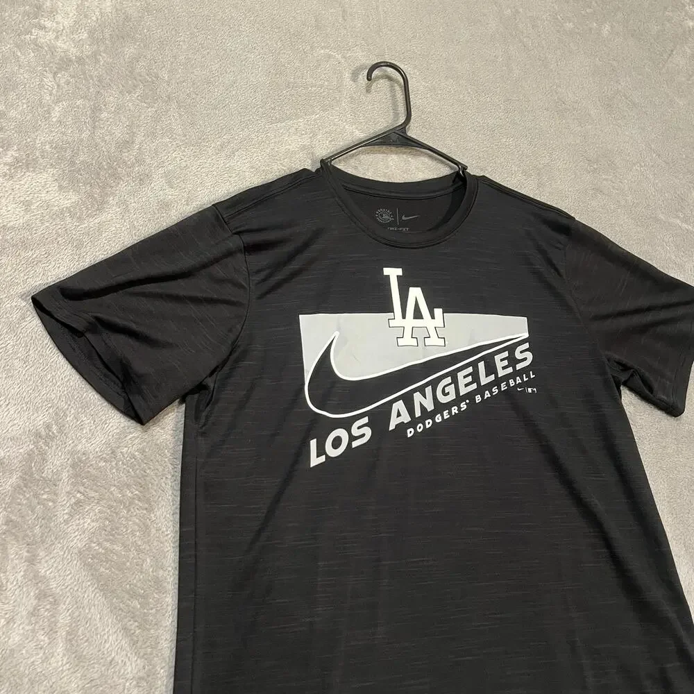 Los Angeles Dodgers Shirt Tee Mens Medium Black MLB Baseball Nike Dri Fit